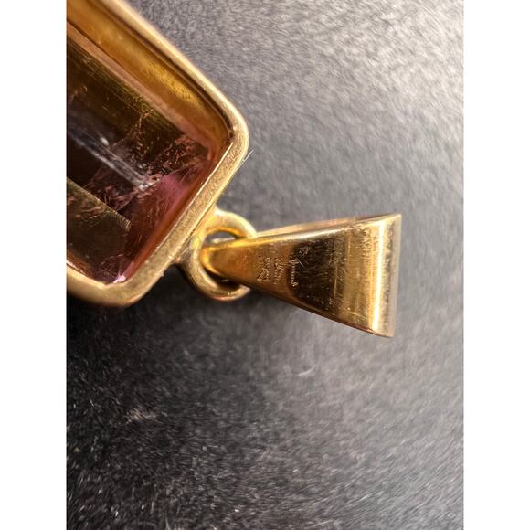 Vintage 14k gold watermelon tourmaline pendant - Picture 5 of 14